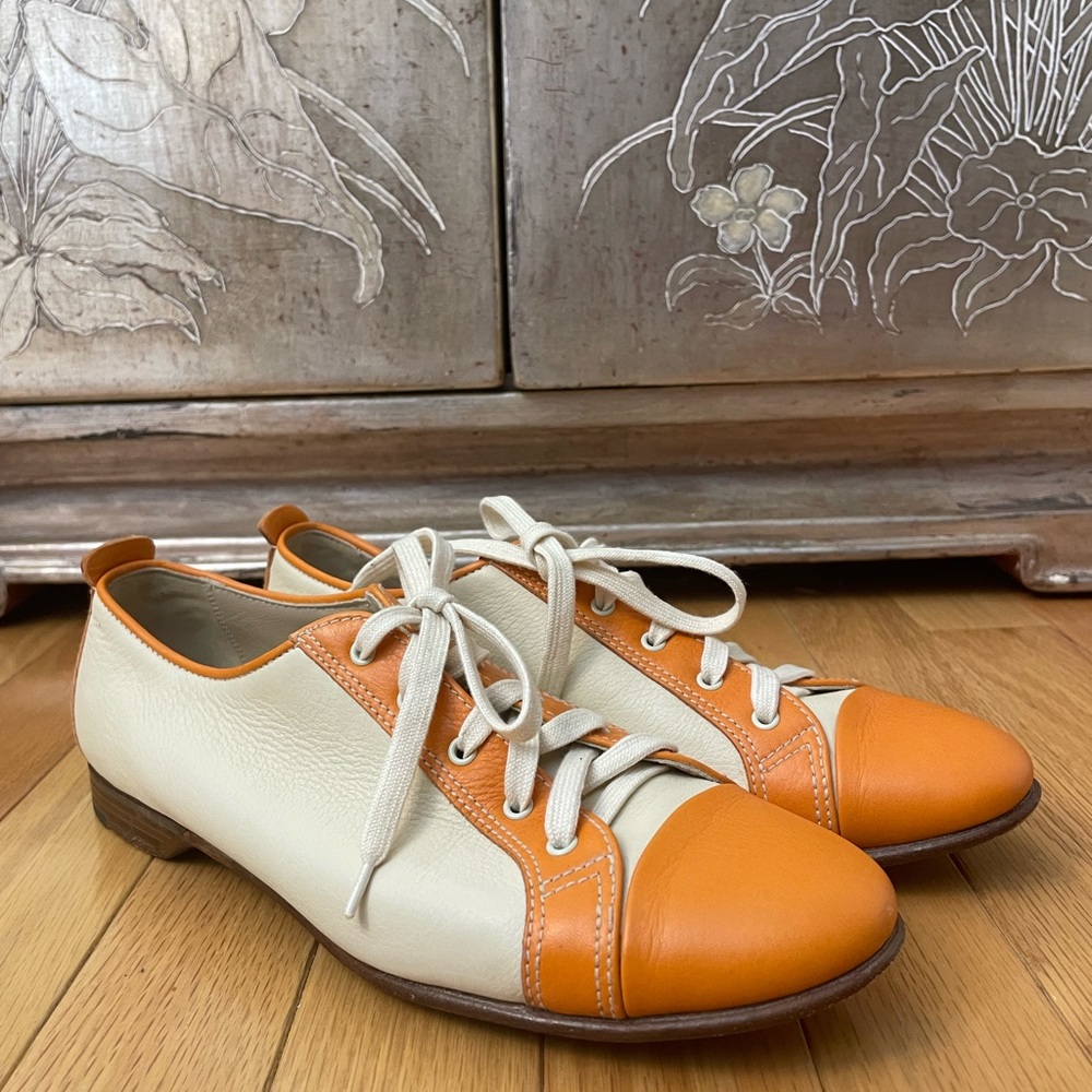 Gravati Orange and Cream Women's Saddle Shoes
